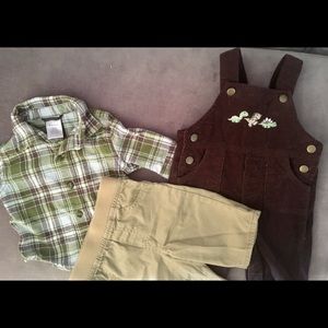💗3 items: overalls, button-down shirt and pants